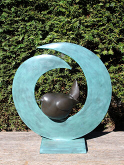 Bronzen tuinbeeld Vogel modern, 52 cm