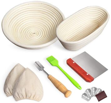 Brood Banneton Proofing Mand Set Van 2, 9 Inch Ronde & 10 Inch Ovale Riet Zuurdesem Manden Met Accessoires