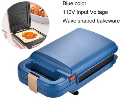 Brood Sandwich Maker Mini Licht Voedsel Wafel Muffin Ontbijt Machine Ei Omelet Pan Druk Broodrooster Grill Panini Oven Kachel blauw 110V