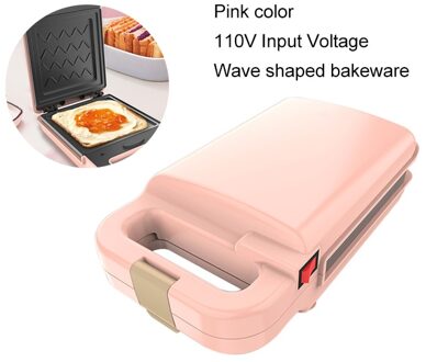 Brood Sandwich Maker Mini Licht Voedsel Wafel Muffin Ontbijt Machine Ei Omelet Pan Druk Broodrooster Grill Panini Oven Kachel roze 110V