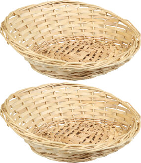 Broodmand ovaal - 2x - 24 x 29 x 12 cm - mandje rotan/riet - broodmand Beige