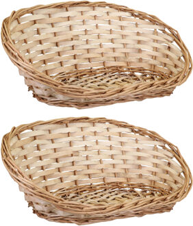 Broodmand ovaal - 2x - 39 x 16 x 14 cm - mandje rotan/riet - broodmand Beige