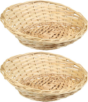 Broodmand ovaal - 2x - hoge rug - 24 x 29 x 12 cm - mandje rotan/riet