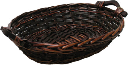 Broodmand ovaal - bruin - 34 x 26 x 9 cm - mandje rotan/riet