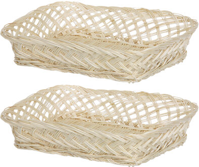 Broodmand rechthoekig - 2x - 22 x 30 x 6 cm - mandje rotan/riet - broodmand Beige