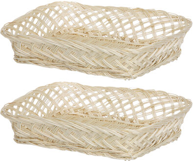 Broodmand rechthoekig - 2x - 22 x 30 x 6 cm - mandje rotan/riet
