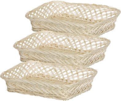 Broodmand rechthoekig - 3x - 22 x 30 x 6 cm - mandje rotan/riet