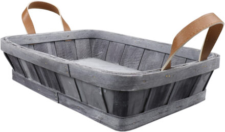 Broodmand rechthoekig - grijs - hout - 36 x 26 x 8 cm - serveermandje