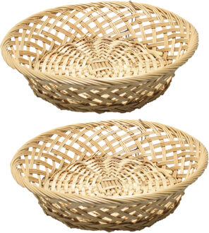 Broodmand rond - 2x - kunststof - D33 cm - mandje rotan/riet - broodmand Beige