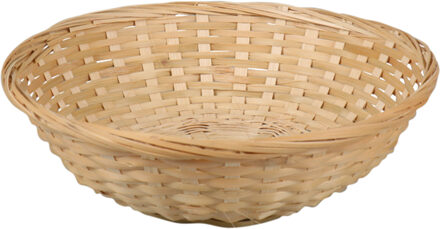 Broodmand rond - bamboe hout - D22 cm - mandje rotan/riet - broodmand Beige