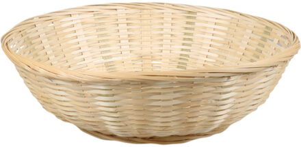 Broodmand rond - bamboe hout - D35 cm - mandje rotan/riet - broodmand Beige