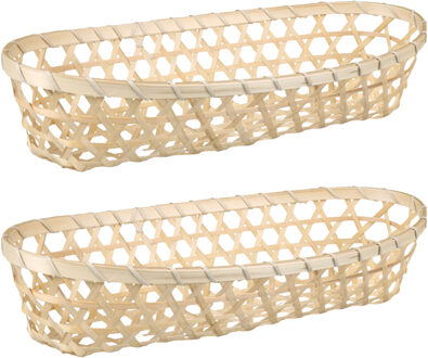 Broodmand/stokbrood mandje - 2x - bamboe hout - 39 x 12 x 8 cm