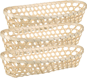 Broodmand/stokbrood mandje - 3x - bamboe hout - 39 x 12 x 8 cm