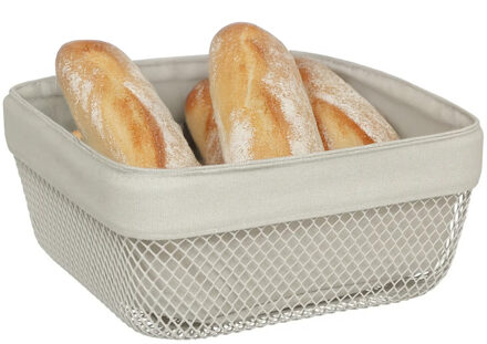 Broodmandje Bistro plus - metaal/stof - beige - 25 x 11 cm