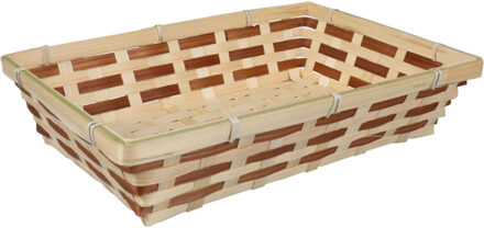 Broodmandje rechthoekig - gevlochten - bamboe hout - 34 x 24 x 8 cm - naturel / bruin