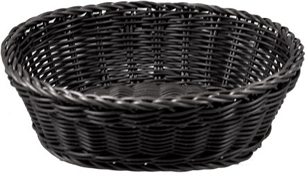broodmandje - zwart - kunststof - ovaal - L25 x B20 x H8 cm - serveren - broodmand