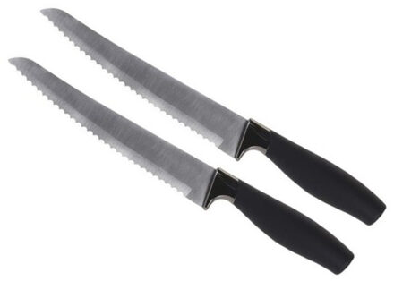 Broodmes van RVS - 2x - 33 cm - Keukenbenodigdheden - Broodmessen/Kartelmessen