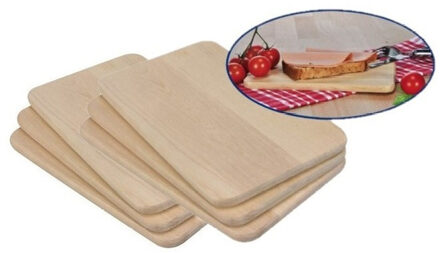 Broodplanken - 6x - 21,5 cm - hout - serveer planken - snijplanken - keukengerei