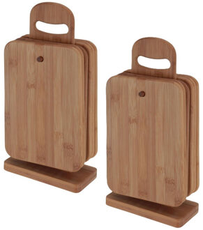 Broodplankjes met houder - 12x - bamboe hout - 22 x 15 cm