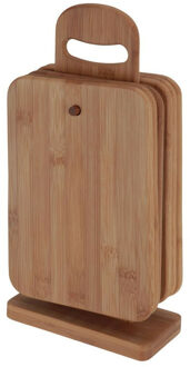 Broodplankjes met houder - 6x - bamboe hout - 22 x 15 cm