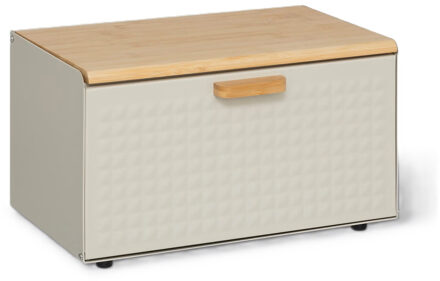 Broodtrommel met klep/deksel - bamboe/metaal - 35 x 21 x 23 cm