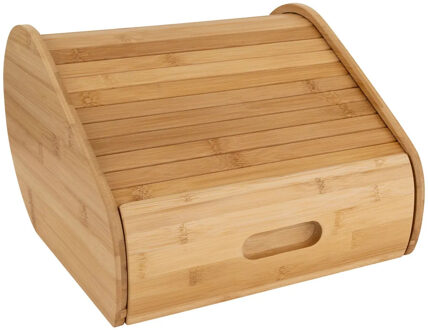Broodtrommel met rolluik deksel - bamboe - 30 x 33 x 21 cm