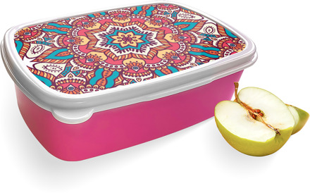 Broodtrommel Roze met Mandala Hippie Design