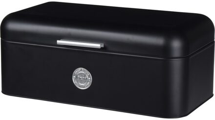 Broodtrommel - zwart - 2,5 liter - 42 x 22 x 16 cm - metaal - lunchbox