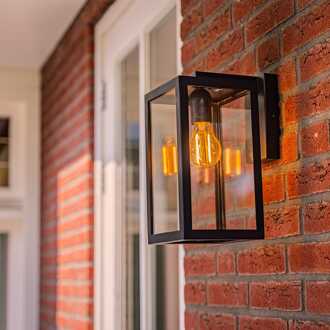 Brooks Dimbare Wandlamp zwart - Wandlantaarn - Voor binnen en buiten - E27 Fitting - Max 60 Watt - IP44 Waterdicht