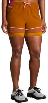 Brooks High Point 3" 2-in-1 Short Dames bruin - XL