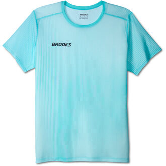 Brooks Pro Kit Short Sleeve Heren wit/blauw - M