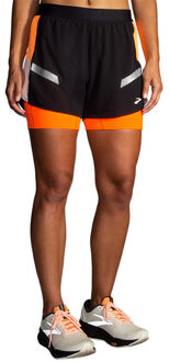 Brooks Run Visible 4" 2in1 Short 2.0 Dames zwart - M