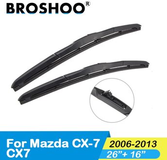 Broshoo Auto Natuurlijke Rubber Ruitenwissers Blade Voor Mazda Cx 7 CX7 26 "& 16",2006 2007 Fit Standaard Haak Arm