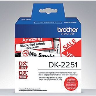 Brother Etiket Brother DK-22251 62mm 15-meter zwart/rood