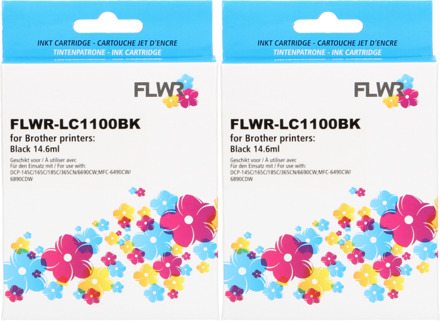 Brother FLWR Brother LC-1100BK 2-pack zwart cartridge