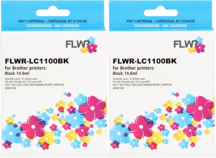 Brother FLWR Brother LC-1100BK 2-pack zwart cartridge