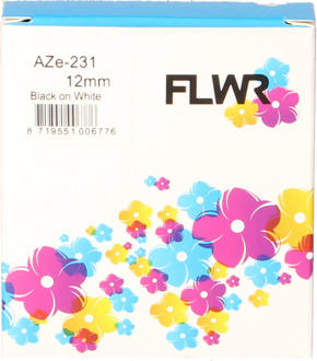 Brother FLWR Brother TZE-231 zwart op wit breedte 12 mm labels