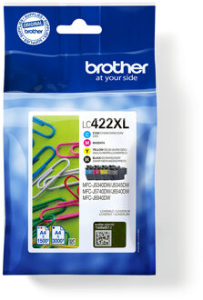 Brother inktcartridge, 1.500 - 3.000 pagina's, OEM LC-422XLVAL, 4 kleuren