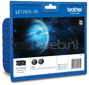 Brother Inktcartridge Brother LC-1280XLBKBP2 zwart 2x HC