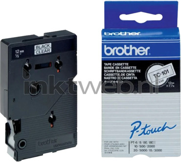 Brother Labeltape Brother P-touch TC-101 12mm zwart op transparant
