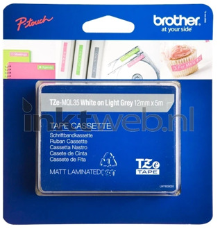 Brother TZE-MQL35 wit op licht grijs breedte 12 mm labels