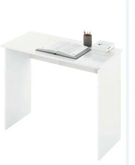 Brown oak and white desk.