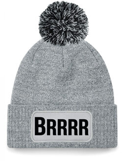 Brrrr muts met pompon - unisex - one size - grijs - apres-ski muts One size