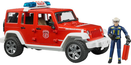 bruder Jeep Wrangler Rubicon brandweerwagen met figuur Rood