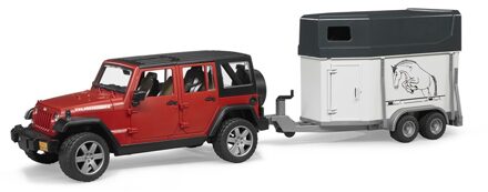 bruder Jeep Wrangler Unlimited Rubicon met paardentrailer en paard Crème