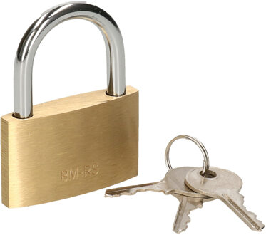 Brüder Mannesmann Bruder Mannesmann Hangslot met 3 sleutels - 25 mm - messing - kofferslot - Hangsloten Bruin
