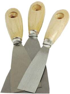 Brüder Mannesmann Bruder Mannesmann Plamuurmessen set 3-delig - 30 mm - 50 mm - 80 mm - staal - hout - Plamuurmessen