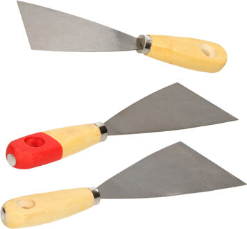 Brüder Mannesmann Bruder Mannesmann Plamuurmessen set 3-delig - 60 mm - 80 mm - 100 mm - staal - hout - Plamuurmessen