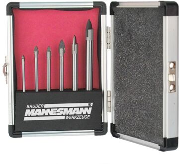 Brüder Mannesmann Glasborenset staal 6-delig 54806 Zilver