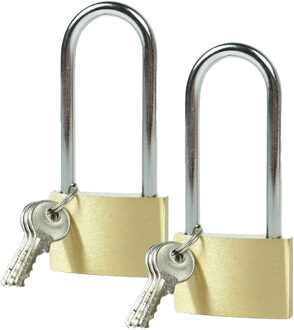 Brüder Mannesmann Hangslot met 3 sleutels - 2x - 40 mm - messing - kofferslot